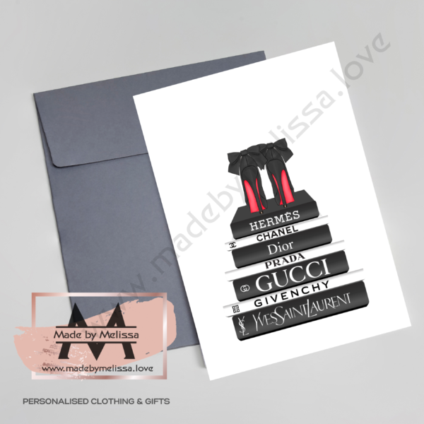 Monochrome Book Stack Card