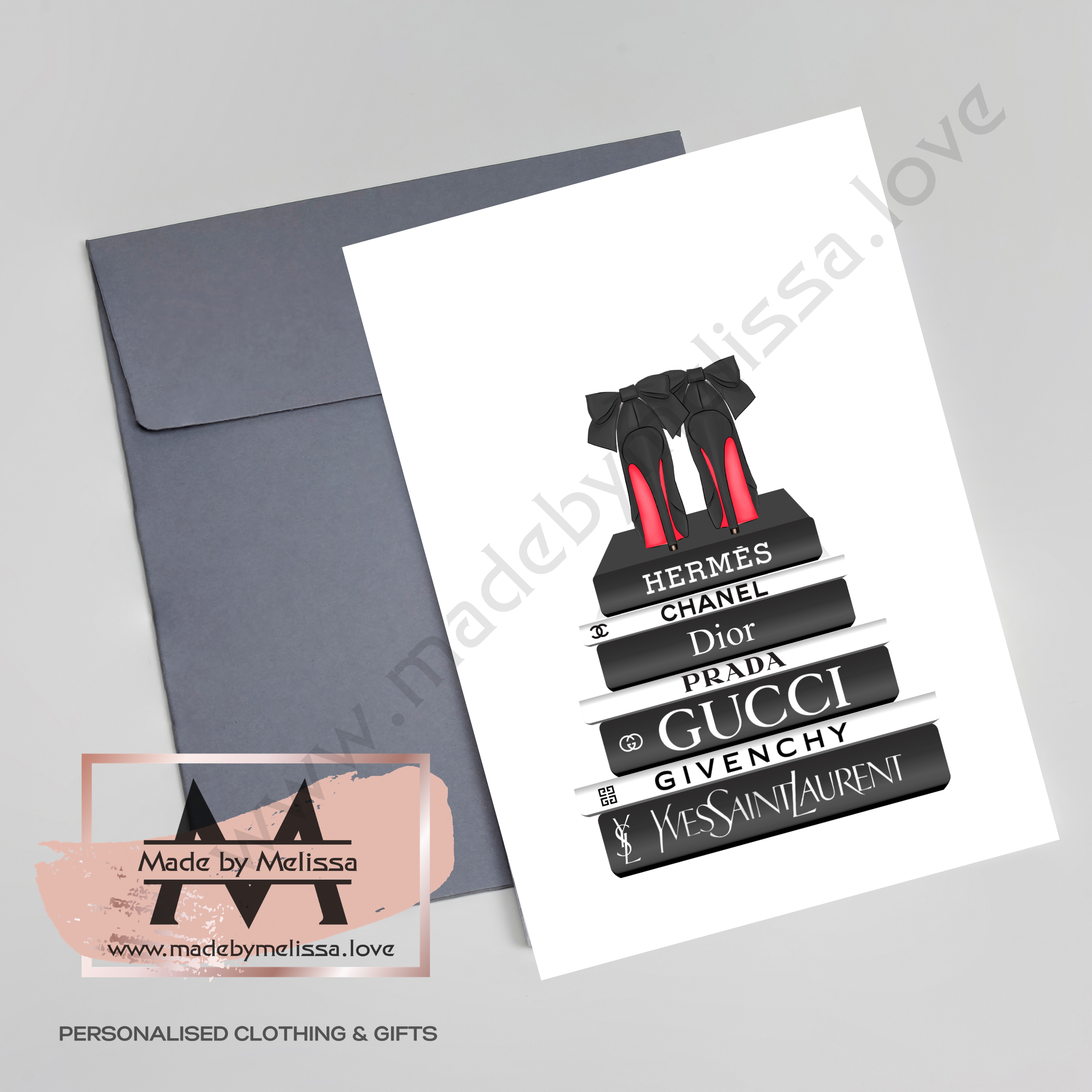 A6 Sized 3 Shopping Girls Fashion Card – Made by Melissa